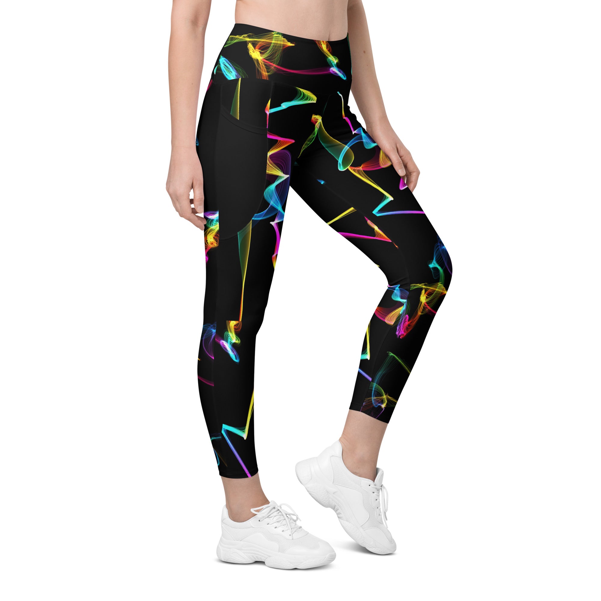 Black Gym Leggings with Pockets. Streetwear or Workout or Dance Leggings. Yoga Pants. WickedYo.